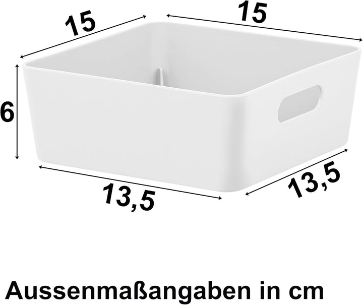 6x Ordnungsboxen - 6 cm hoch - WEIss - 15x15x6cm - 1 Liter - Ordnungskorb - Schubladenorganizer Schu