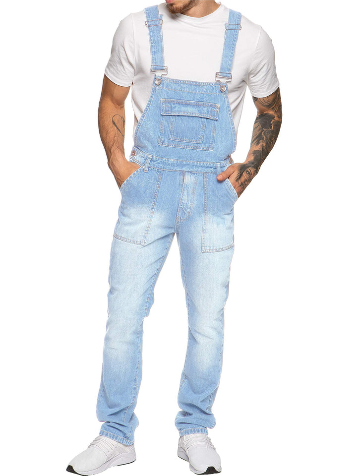 989Zé ENZO Herren Latzhose Denim Blau Arbeitsmode Latzhose Casual Overalls Jeans 30 - 50 Taillengrös