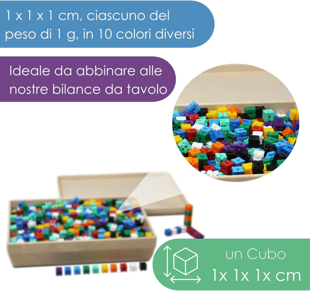 Wissner aktiv Lernen - Steckgewichtswürfel in 10 Farben (1000 Stück) - RE-Plastic®