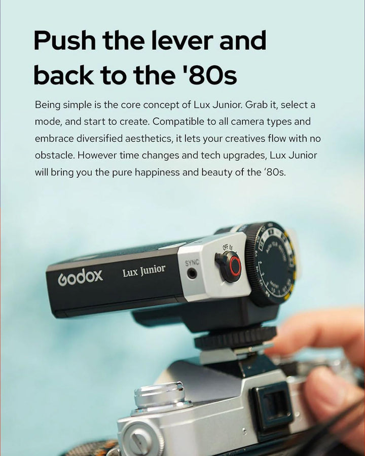 Godox Lux Junior Retro Kamerablitz,Speedlite GN12 6000 K ± 200 K CCT, automatische und manuelle Modi