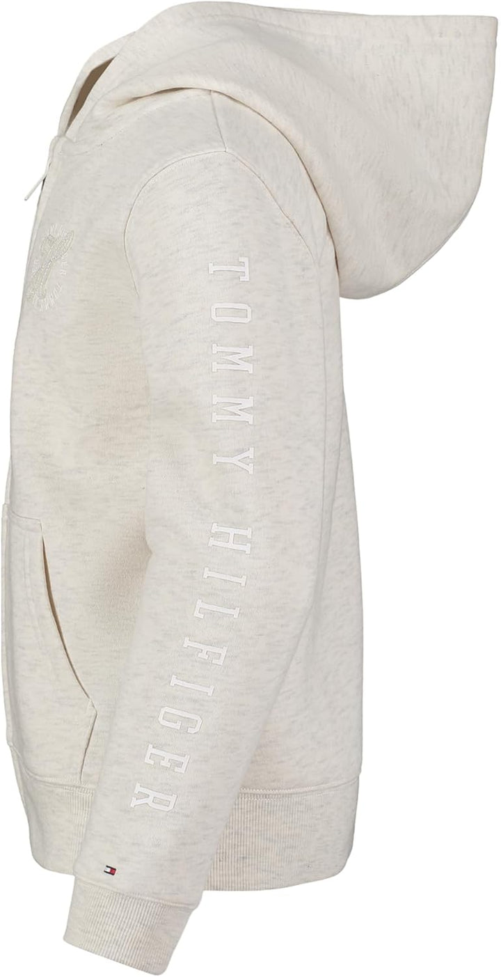 Tommy Hilfiger Mädchen Full-Zip Fleece Hoodie Sweatshirt with Front Pockets Kapuzenpullover 7 Haferb