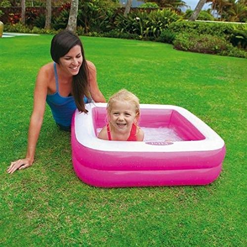 Intex Spielkiste, Swimming Pool, aufblasbar, quadratisch, für Babys und Kleinkinder, 57100 Rosa 5710