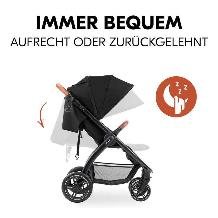 Hauck Uptown Kinderwagen Melange Black – Kinderwagen für jedes Gelände, extra grosser Sitz, flache L