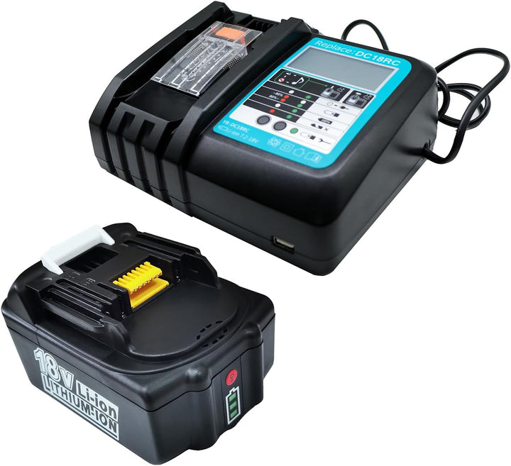 GOLEMON® 5000mAh BL1850B Akku mit DC18RC Ladegerät 18V Li-Ion Ersatz für Makita LXT BL1830 BL1840 BL