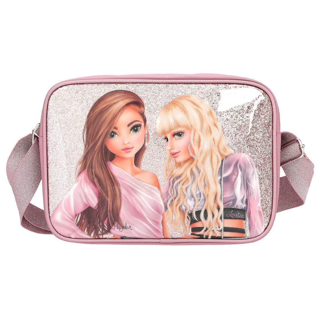 Depesche 12528 TOPModel Glitter Queen - Umhängetasche in Rosa, Tasche mit Reissverschluss und längen