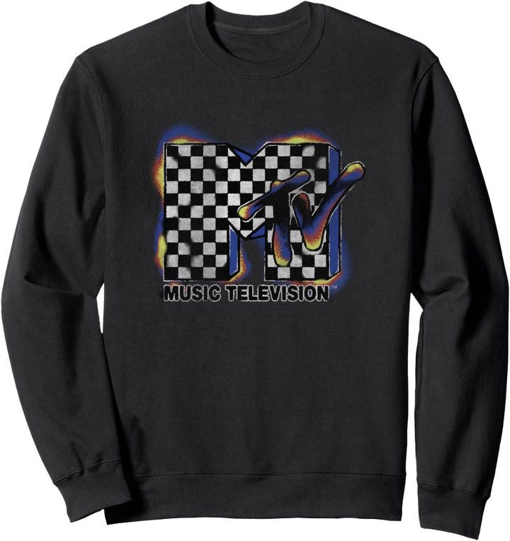 MTV Music Television Burnt Checker Logo Sweatshirt