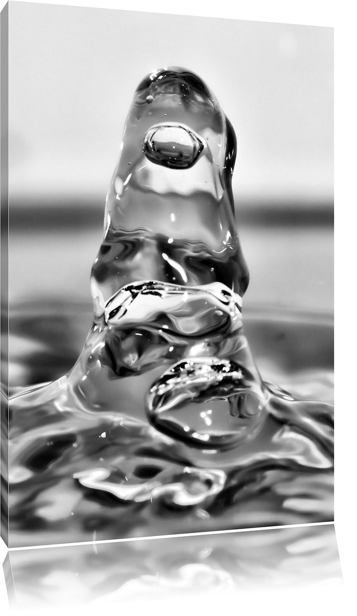 Pixxprint Tropfen fällt ins Wasser / 100x70cm Leinwandbild bespannt auf Holzrahmen/Wandbild Kunstdru