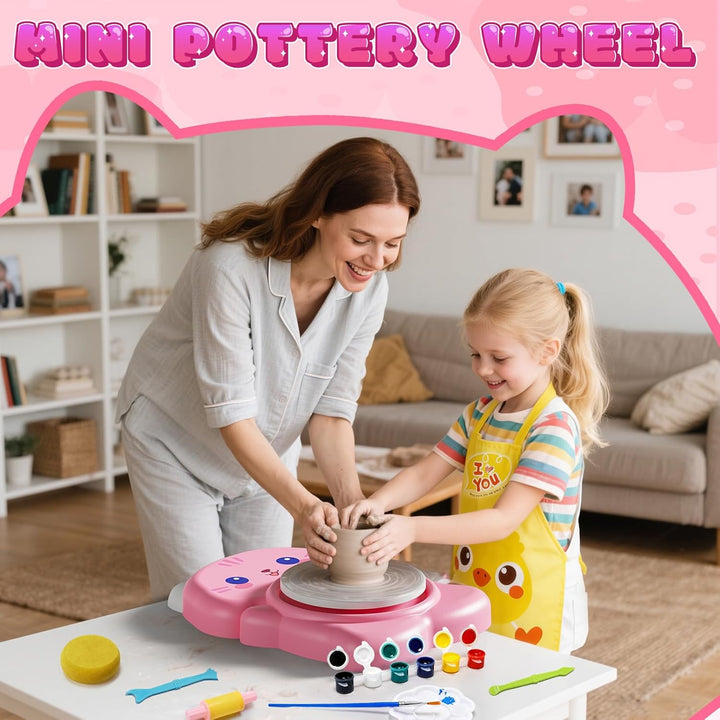 Skirfy Mini-Töpferscheiben-Maschinen-Set für Anfänger und Kinder, mit Licht, elektrisches Keramikrad