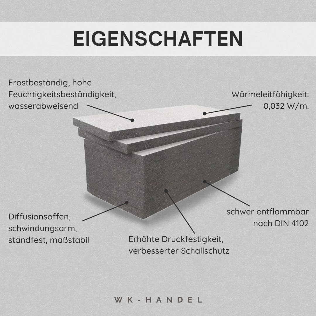 Wärmedämmplatten, verschiedene Stärken WLG 032, 1000 x 500 mm, EPS NEO Fassadendämmung – Styropor WD