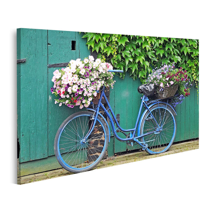 islandburner Bild auf Leinwand Fahrrad Blumen Bilder Wandbilder Poster, 80L x 40B cm