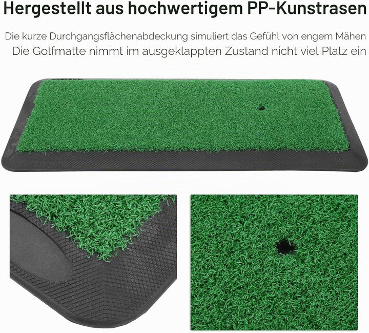 KEENSO Golf-Übungsmatte, Kunstrasen-Gummipolster, Golfschwung-Übungsmatte, für drinnen und draussen,