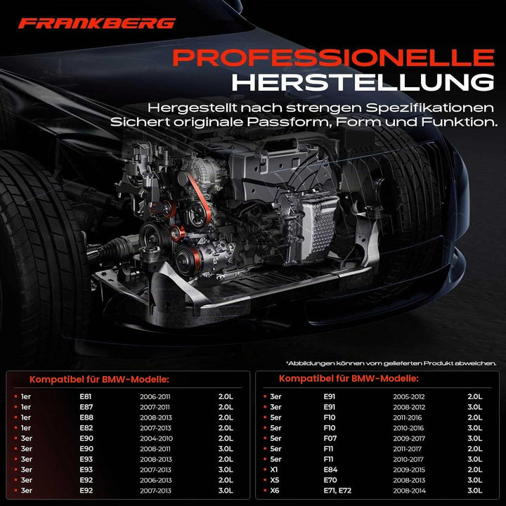 Frankberg Spannrolle Keilrippenriemen für 1er E81 E87 E88 E82 3er E90 E93 E92 E91 5er F10 F10 F18 F0
