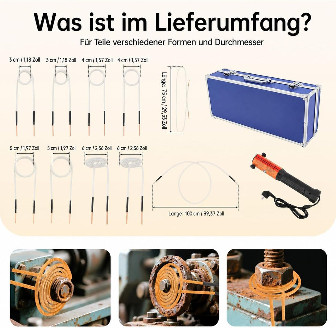 1000W induktionsheizung kfz, 800℃ Magnetische Induktionsheizgerät, induktionswärmer mit 10 Heizspule