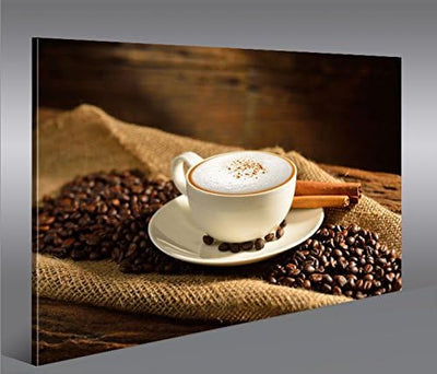 islandburner Bild Bilder auf Leinwand Cappuccino Kaffee Kaffebohnen Gemütlich 1p XXL Poster Leinwand