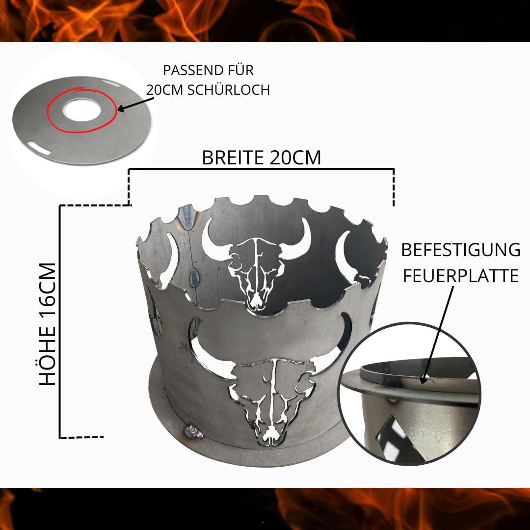 Terma Wokaufsatz/Wokkrone Motiv BBQ Stier passend für durchm. 20cm für Feuerplatte, Grillplatte, Wok