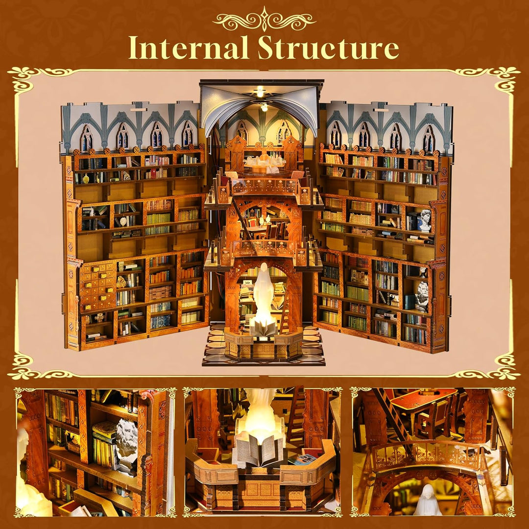 MiniCity Book Nook Kit, DIY Miniatur Puppenhaus Booknook Kit, 3D Holz Puzzle Buchstütze Bücherregal