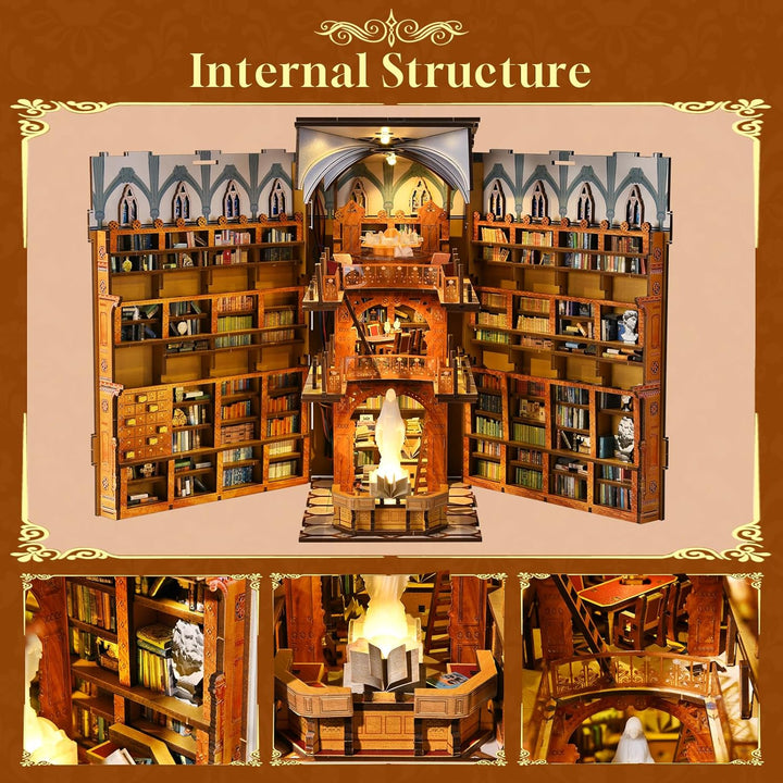 MiniCity Book Nook Kit, DIY Miniatur Puppenhaus Booknook Kit, 3D Holz Puzzle Buchstütze Bücherregal