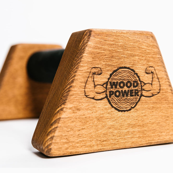 WOODPOWER® PowerBars Holz-Parallettes für Liegestütze, Liegestützgriffe Holz, Handstände, Yoga & Cal