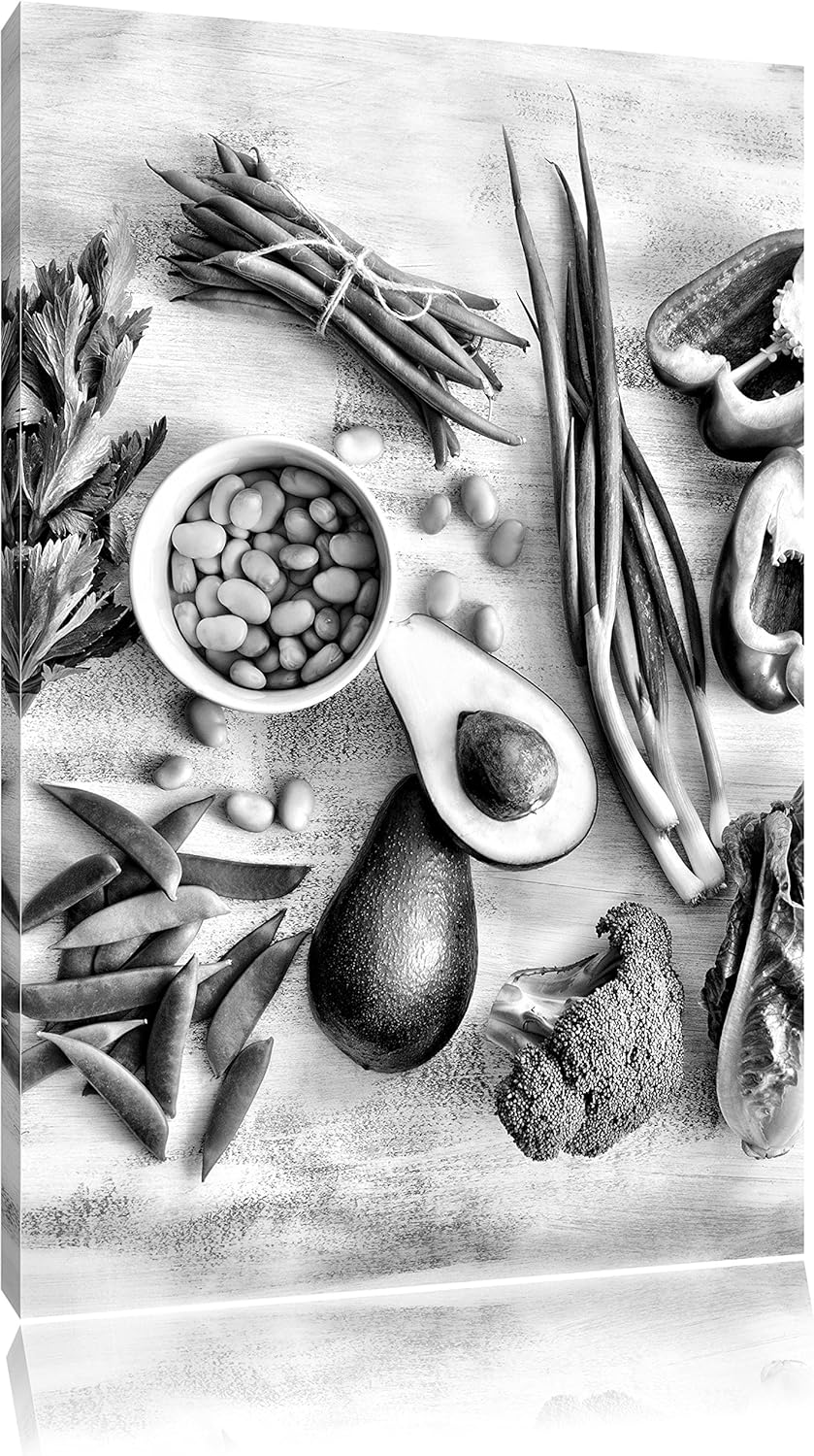 Pixxprint Grüne Gemüse Vielfalt als Leinwandbild | Grösse: 100x70 cm | Wandbild | Kunstdruck | ferti