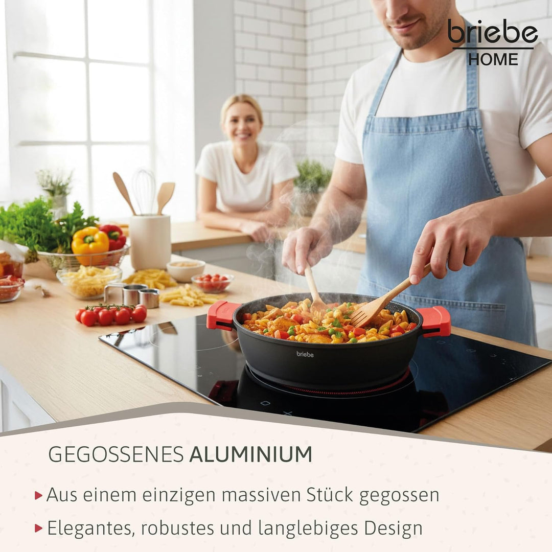 briebe Black Titanium Kochtopf für die Küche, Induktion, Antihaftbeschichtung, Titan, 24 cm, Alumini