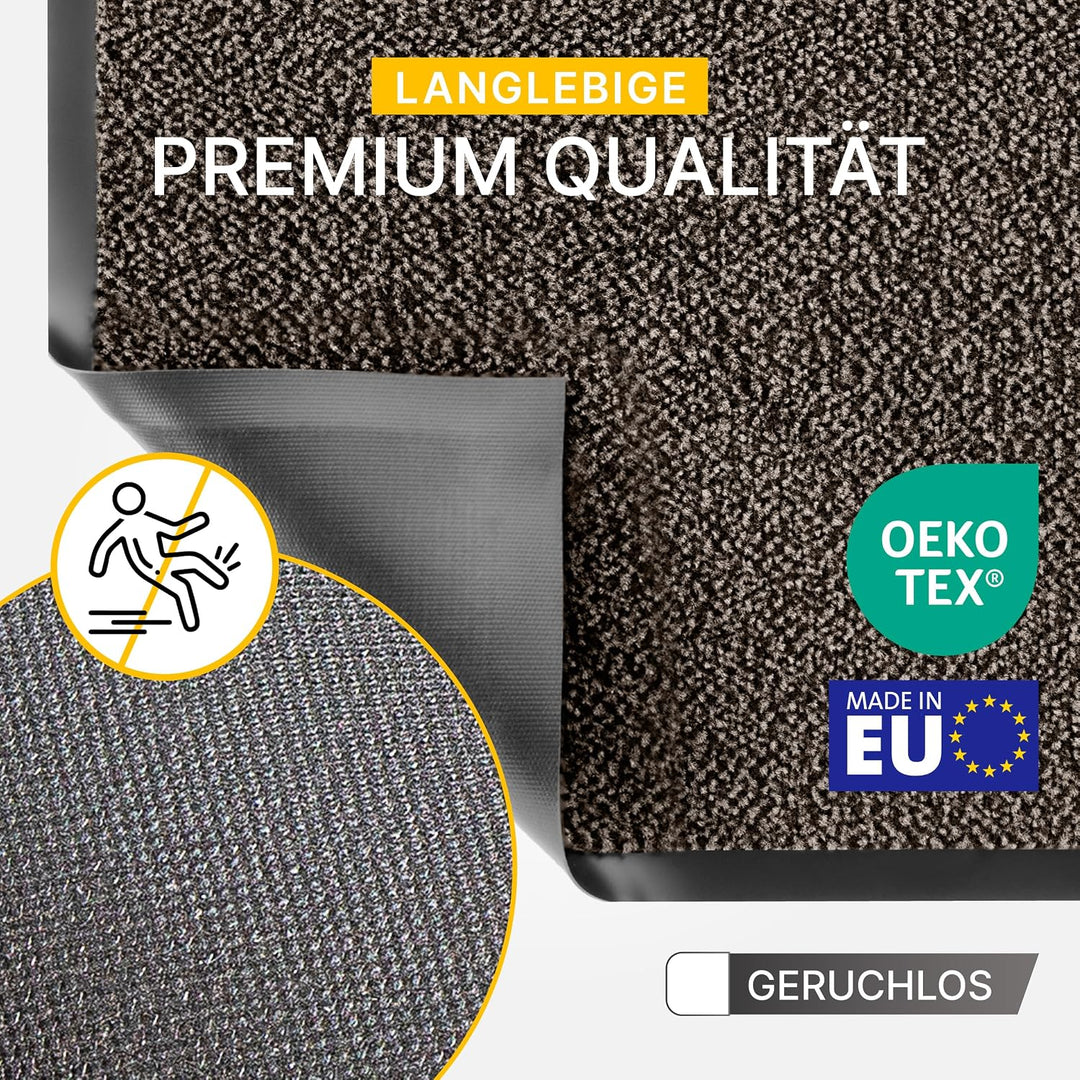 Entrando Fussmatte 60x90 cm - Schmutzfangmatte innen aussen, Braun Schwarz | Türmatte und Fussabtret