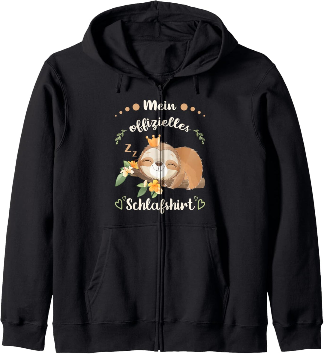 Mein Offizielles Schlafshirt Damen Faultier, Pyjama Shirt Kapuzenjacke