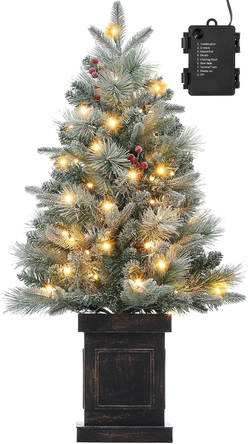 90cm Premium Weihnachtsbaum Künstlich mit 78 Warmweiss LEDs - Batteriebetrieben Künstlicher Weihnach
