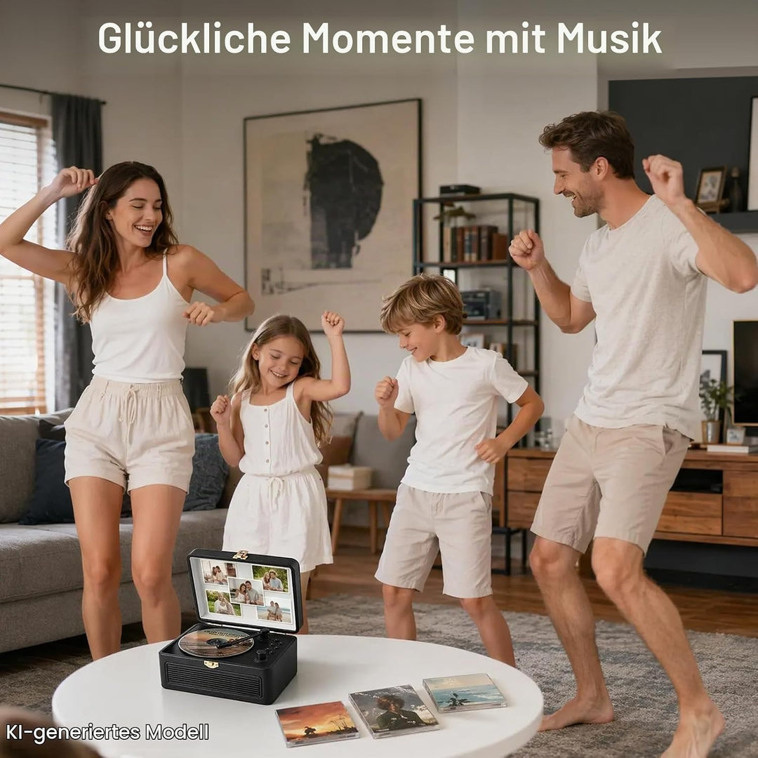 Gueray Tragbarer Bluetooth CD-Player mit Lautsprechern 3600mAh Wiederaufladbarer Vintage CD Spieler