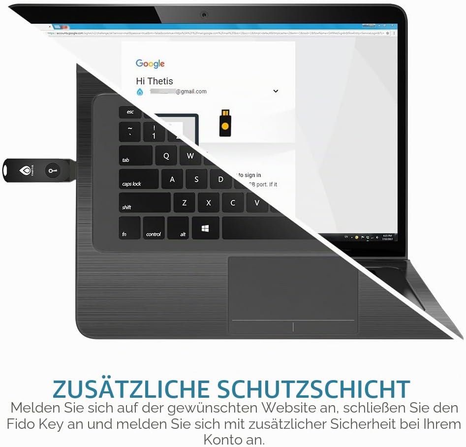 FIDO2 U2F Sicherheitsschlüssel, Thetis [Aluminium Klappdesign] Universal Zwei-Faktor-Authentifizieru