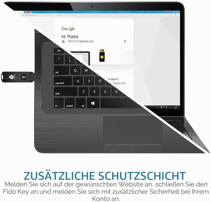 FIDO2 U2F Sicherheitsschlüssel, Thetis [Aluminium Klappdesign] Universal Zwei-Faktor-Authentifizieru