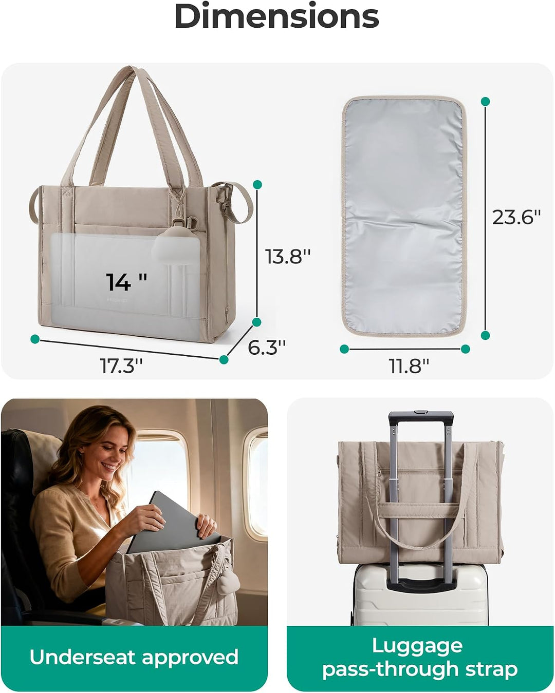 bagsmart Puffer Wickeltasche Kliniktasche Geburt Diaper Bag für Unterwegs Kamel, Kamel