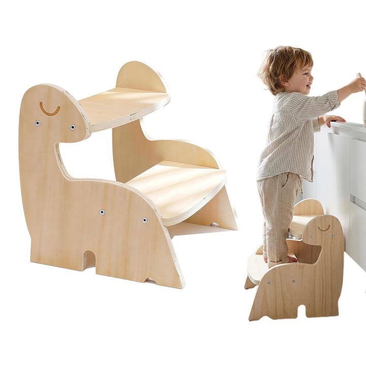 Ritthocker für Kinder, 36.1x 31 x 32.7cm Tritthocker Kinder Holz, Holzhocker für Kinder, Zwei-Schrit