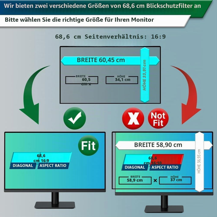 STARY Blickschutzfolie für 27 Zoll 16:9 Ultra-Slim Bezel Monitor Selbstklebend Abnehmbar ohne Rückst
