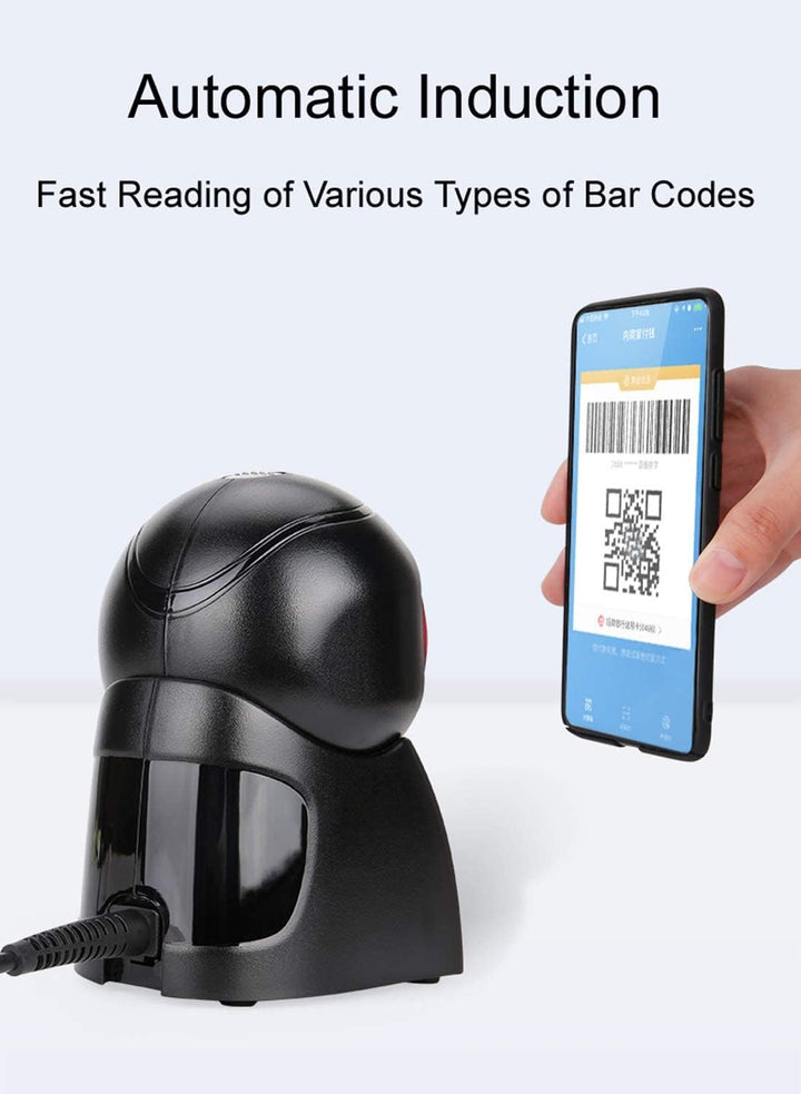 LENVII Omnidirektionaler Freisprech QR Code lesegerät, Desktop Barcode Scanner 1D/2D/QR Code Scanner