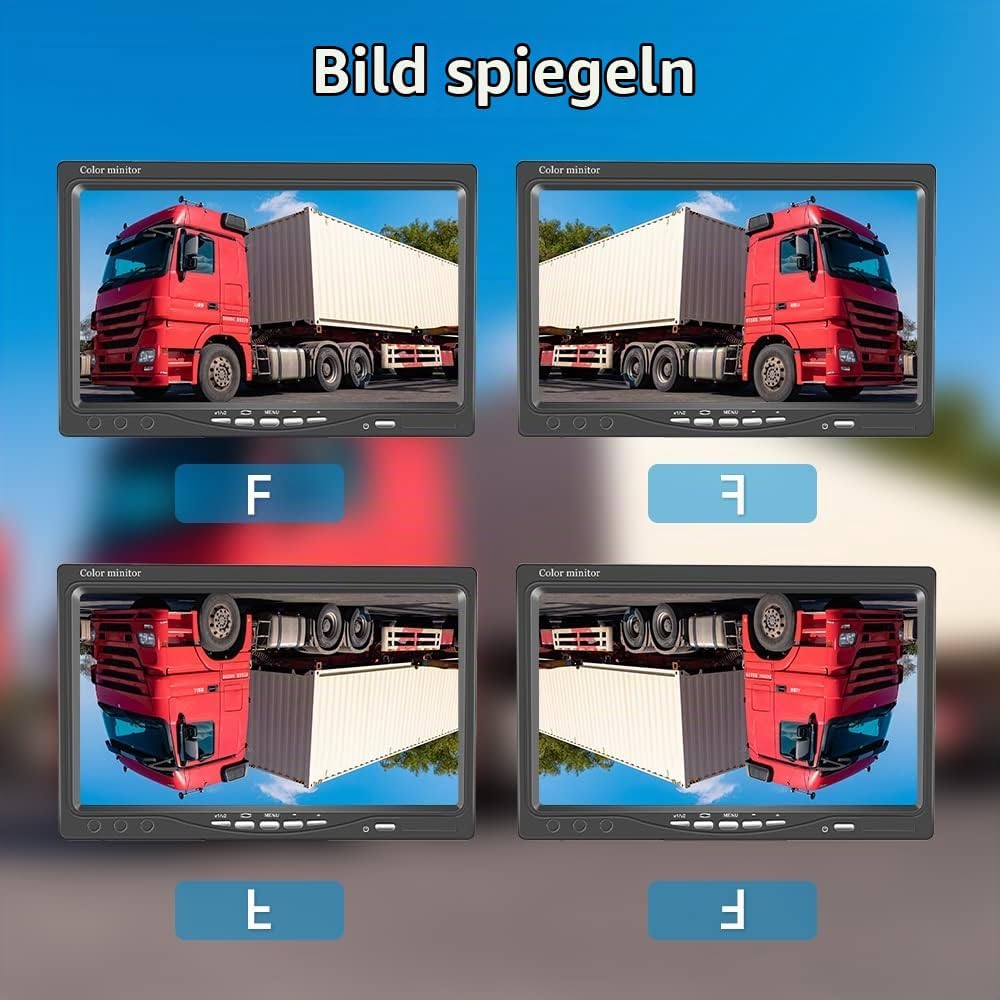 Hodozzy Rückfahrkamera-Set mit 7-Zoll-HD-Monitor, IP68 wasserdichte 18 IR Nachtsicht-Auto-Backup-Kam