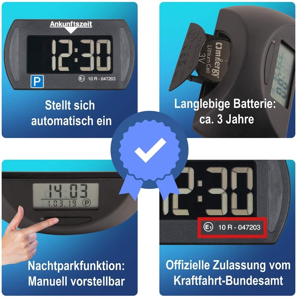 Needit Park Mini elektronische Parkscheibe Digitale Parkuhr & Park Mini Klebepads 2 Stück inklusive