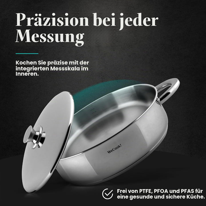 STAINLESS LOW COOKING POT WITH LID 26 cm., 26 cm.