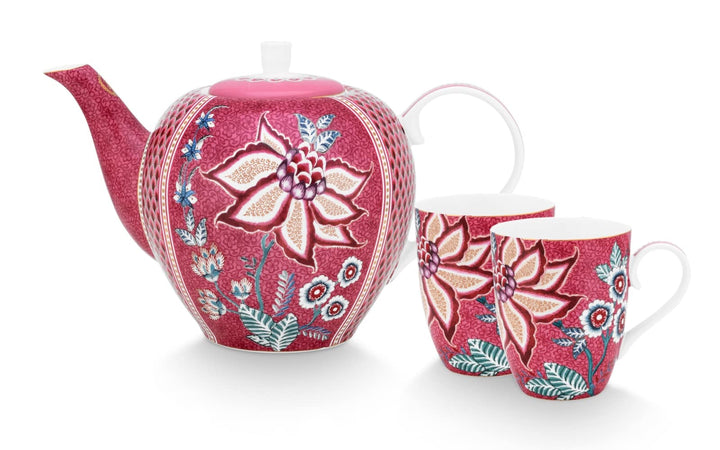 Pip Studio 51020161 Flower Festival Teeset Large Dark pink Set3
