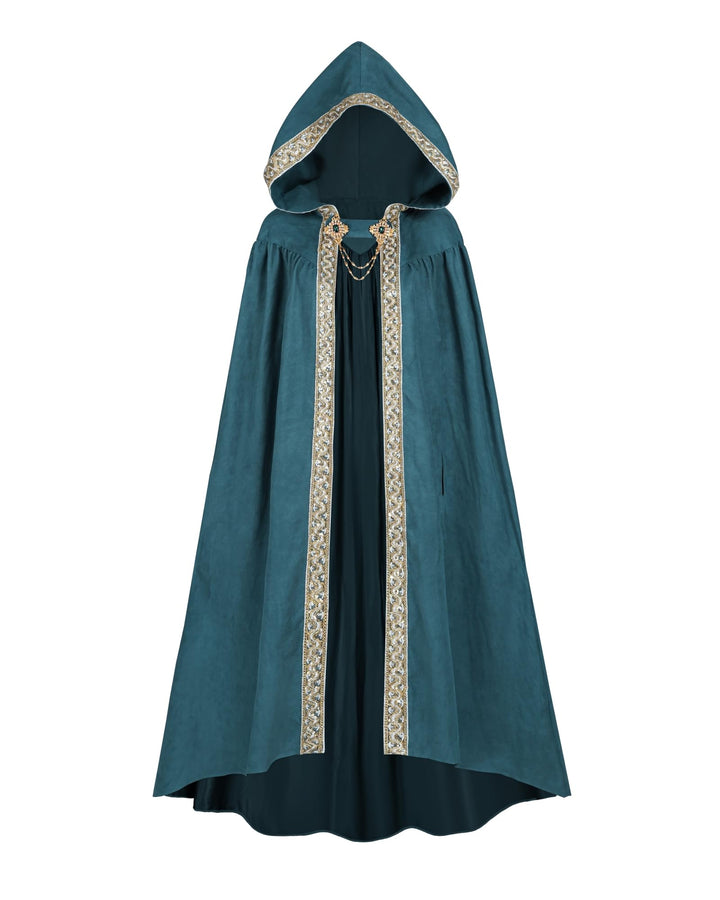 Fiamll Mittelalter Umhang Damen Kapuze Mantel mit Manschette Einfarbige Trenchcoat Renaissance Vampi