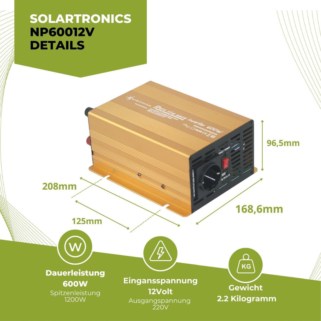 Wechselrichter - Spannungswandler 12V 300 bis 3000 Watt reiner SINUS mit echtem Power USB 2.1A Gold