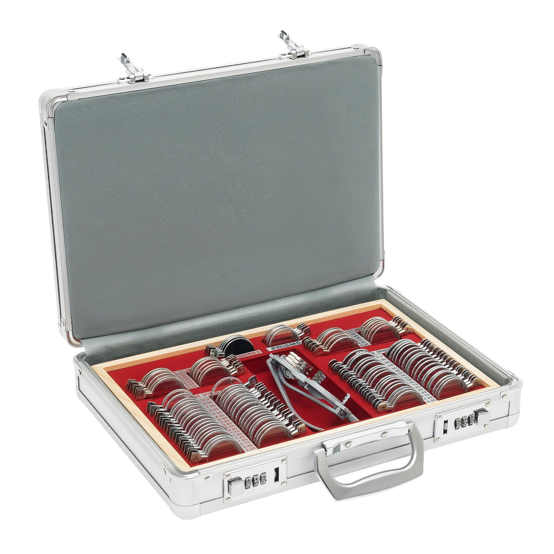 104 Pcs Testlinsen-Set Optisch Messbrille Linse Metal Optometry Optical Trial Lens Set mit Testrahme