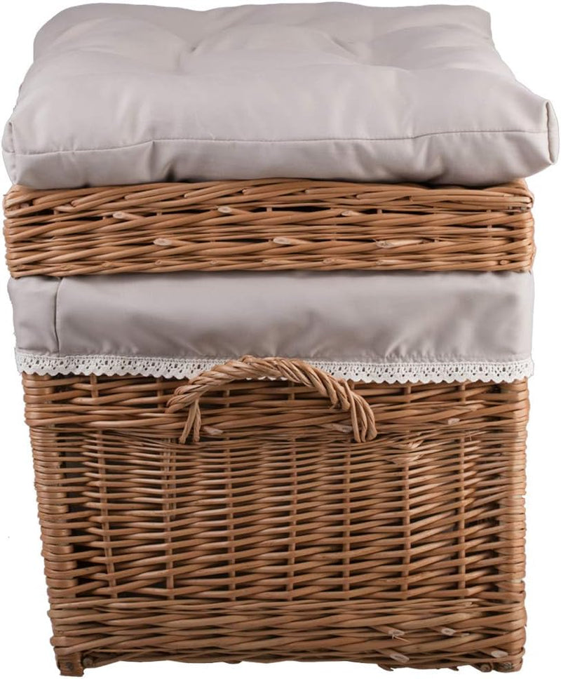 e-wicker24 Wäscheschrank, Truhe für Wäsche, Wäschekorb, Wäschepuff aus Weide, Spielzeugkorb aus Weid