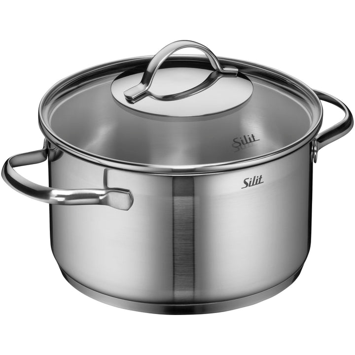 Silit Achat Kochtopf gross 20cm, Glasdeckel, Fleischtopf Induktion 3,3l, Edelstahl teilmattiert, unb