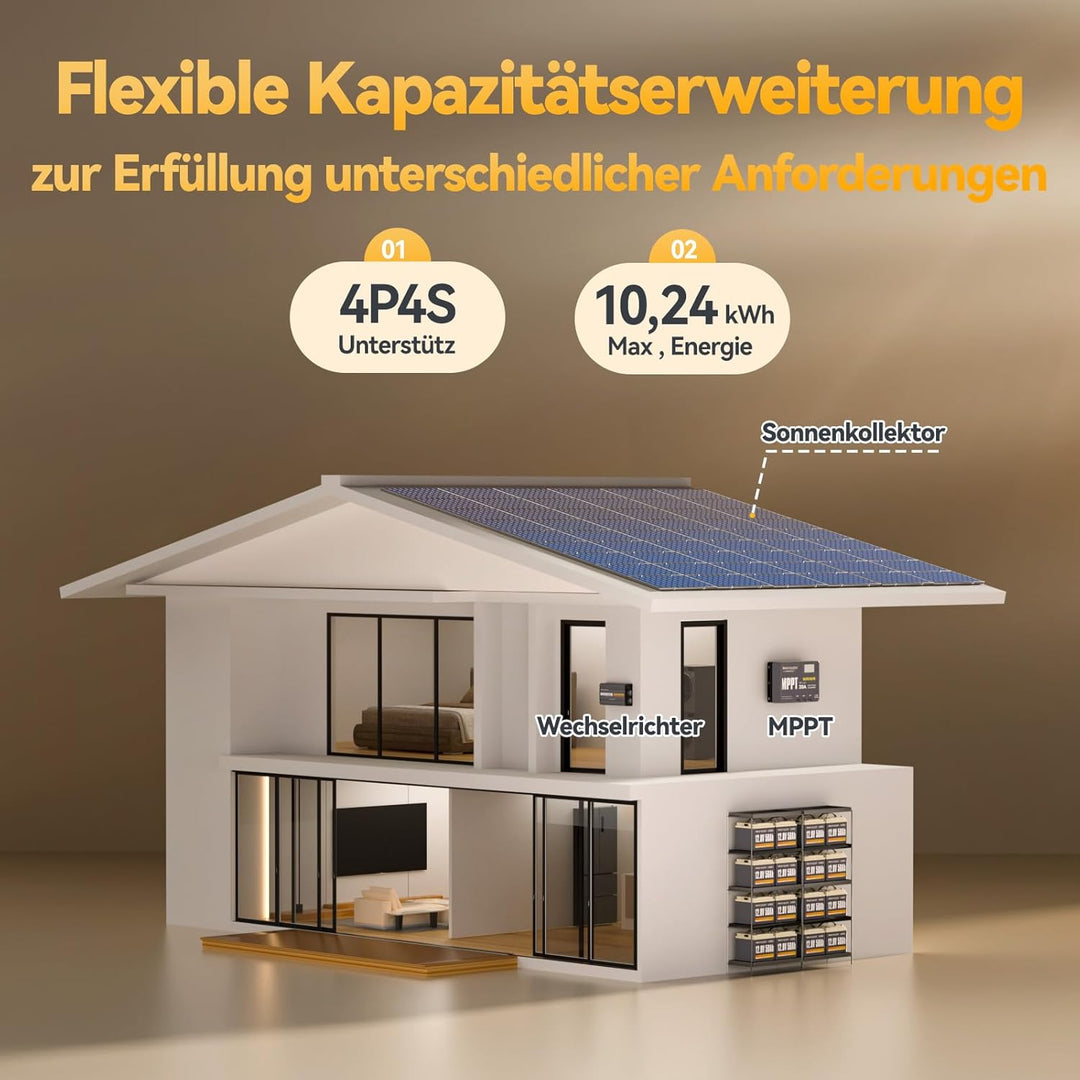 Power Queen LiFePO4 12V 50Ah Lithium Batterie, 640Wh, 4000-15000 Zyklen, 10 Jahre Lebensdauer, Ersat