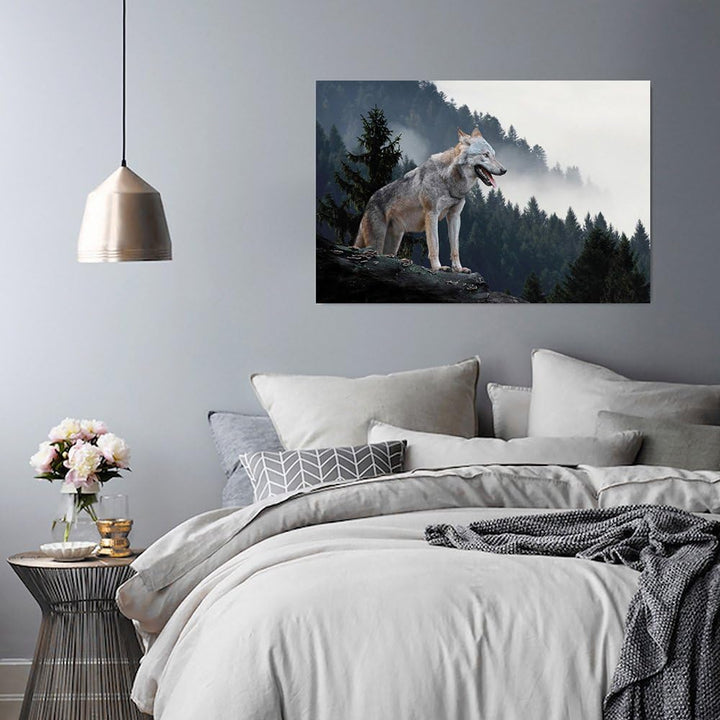 Feeby. Wandbilder - 1 Teilig- 70x100 cm - Bilder Kunstdrucke Deko Panel, WOLF, NATUR, GRAU, 70x100 c