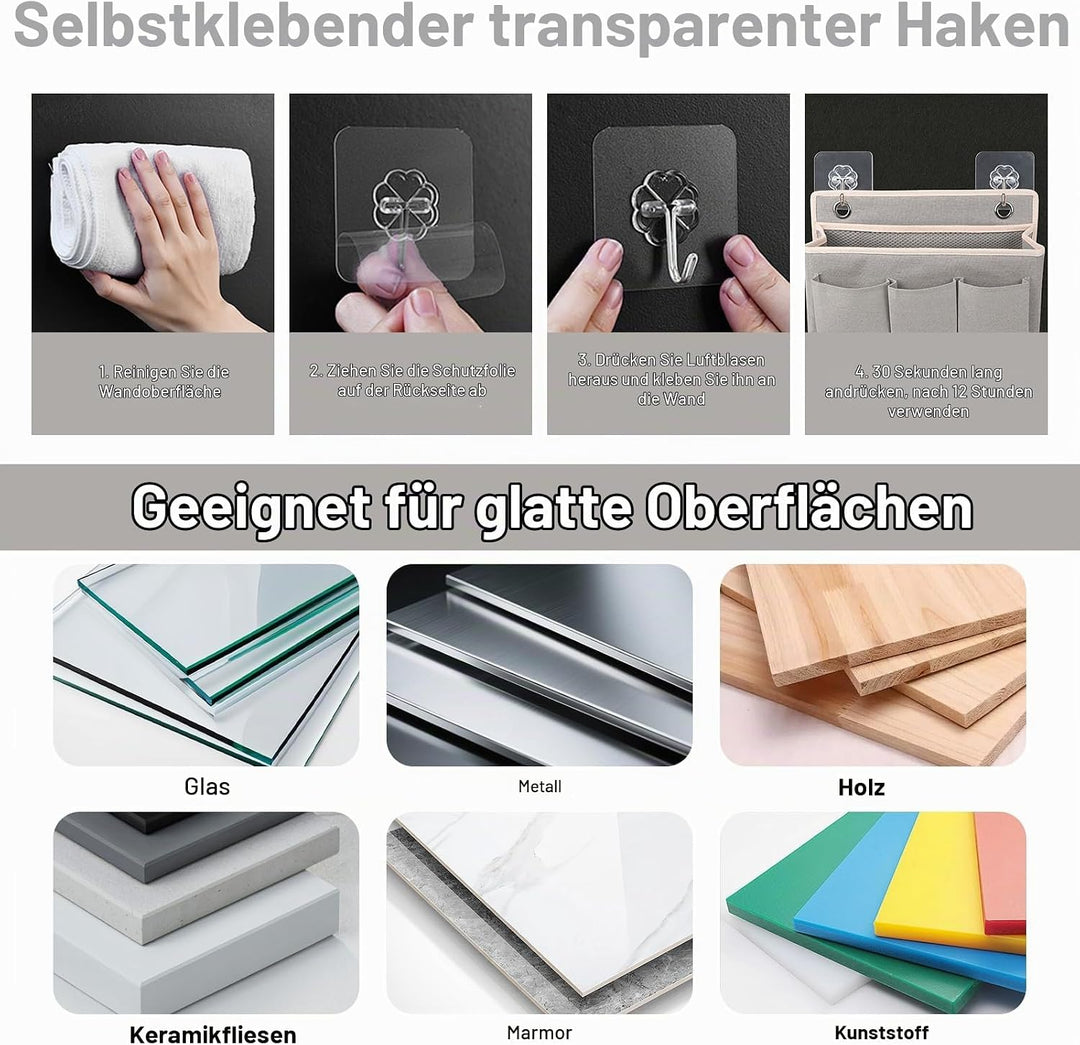 2 Stück Hängeorganizer Wand Organizer mit 8 Haken Aufbewahrung Hängend | Tür Organizer Leinen mit Gr
