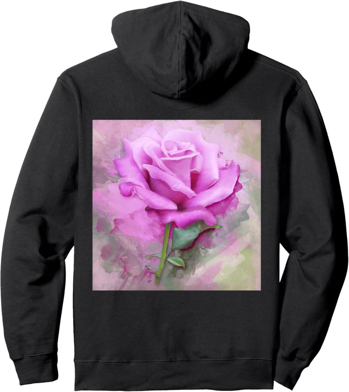 Gemälde einer rosa Rose bunt malerisch Pullover Hoodie