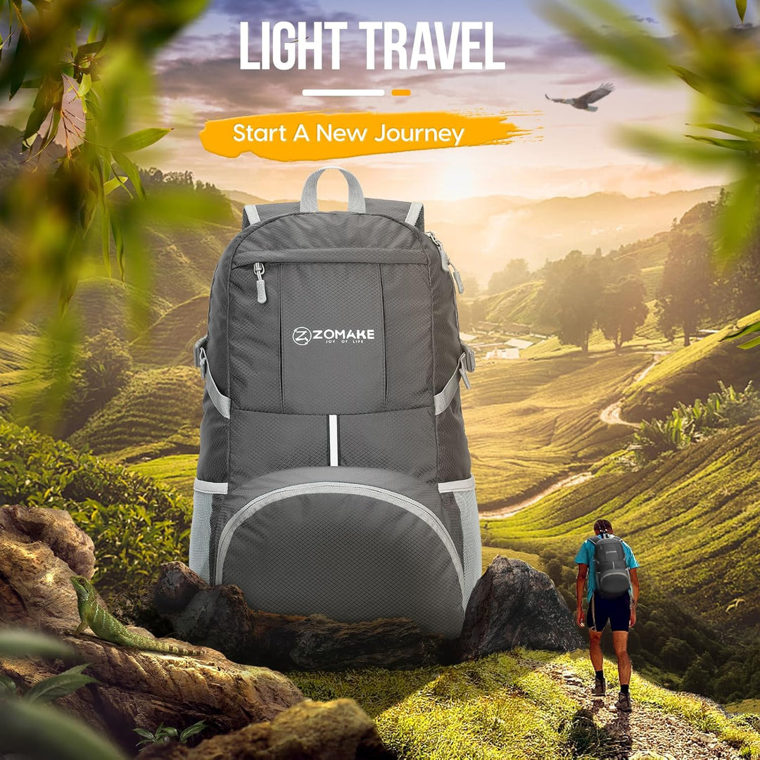 ZOMAKE 35 L Leicht Faltbarer Rucksack Packbare Backpacks, Kleiner Rucksäcke Wanderrucksack Wasserdic