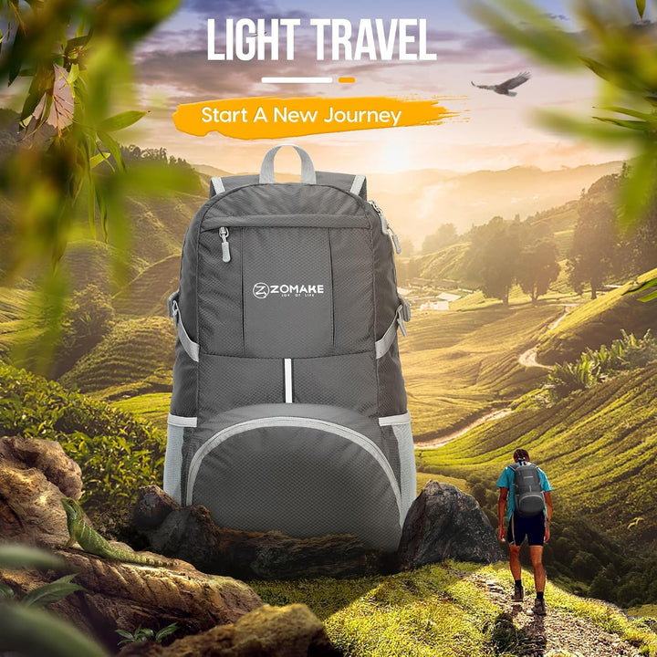 ZOMAKE 35 L Leicht Faltbarer Rucksack Packbare Backpacks, Kleiner Rucksäcke Wanderrucksack Wasserdic