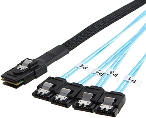 NFHK Internal Mini SAS SFF-8087Host to 4 SATA 7pin Target Hard Disk 6Gbps Data Server Raid Cable 100